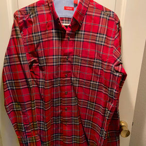 Mens IZOD Red Plaid Button Down Shirt